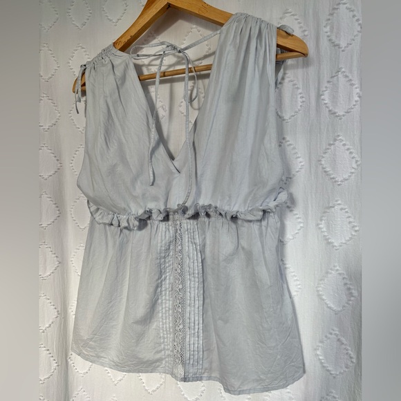 Light Blue Women's Ruffle Tank Top - Picture 3 of 6